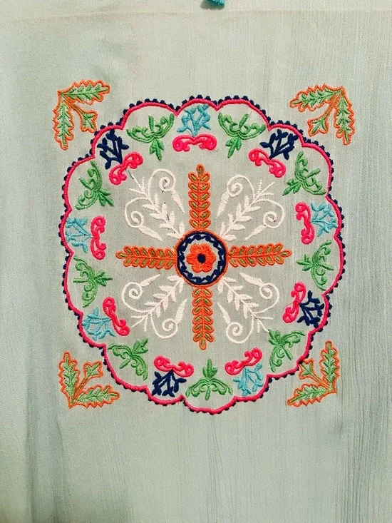 ✨ Z&L Europe Embroidered Boho Kimono Cardigan – Fringe Tassel Detail ✨ - Picture 8 of 14